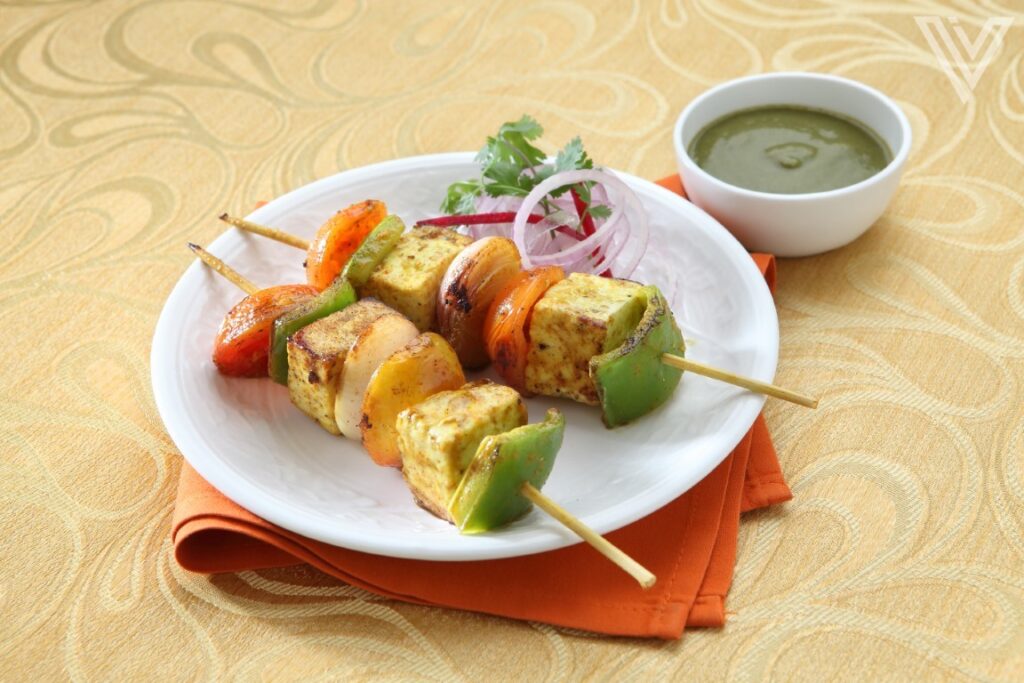 Paneer Tikka served with chutney