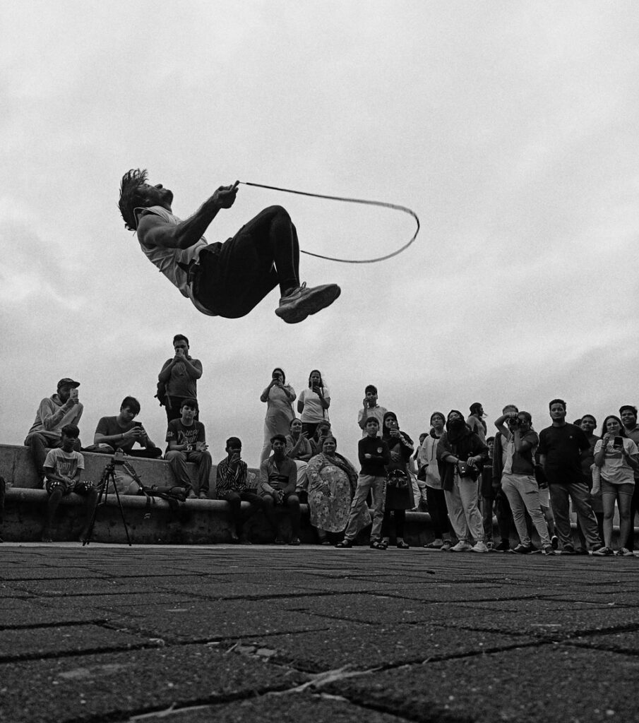 Man jumping with a skipping rope