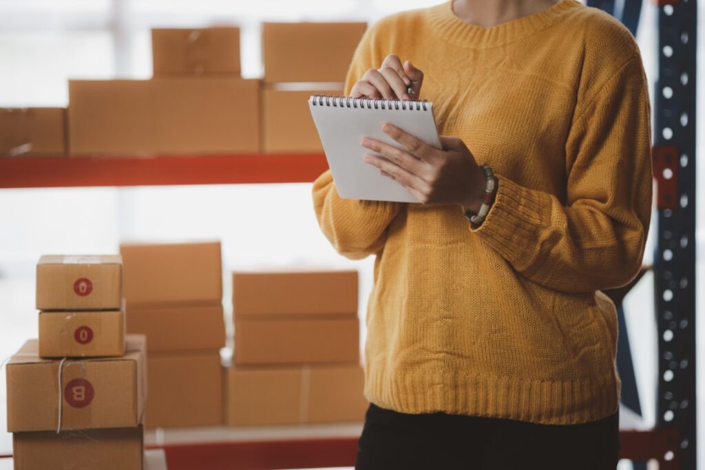 Woman preparing orders