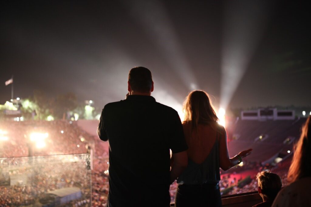 Outdoor concert at night